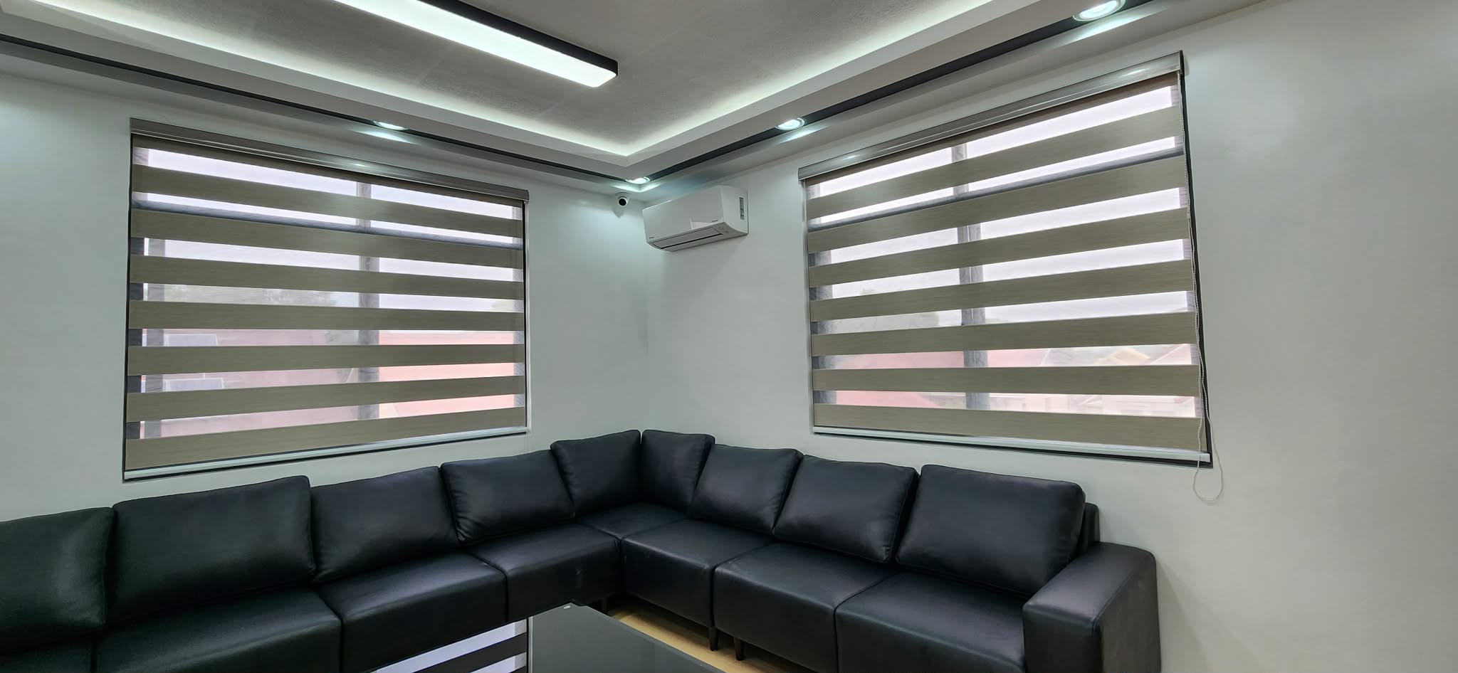 Roller blinds in a modern condominium