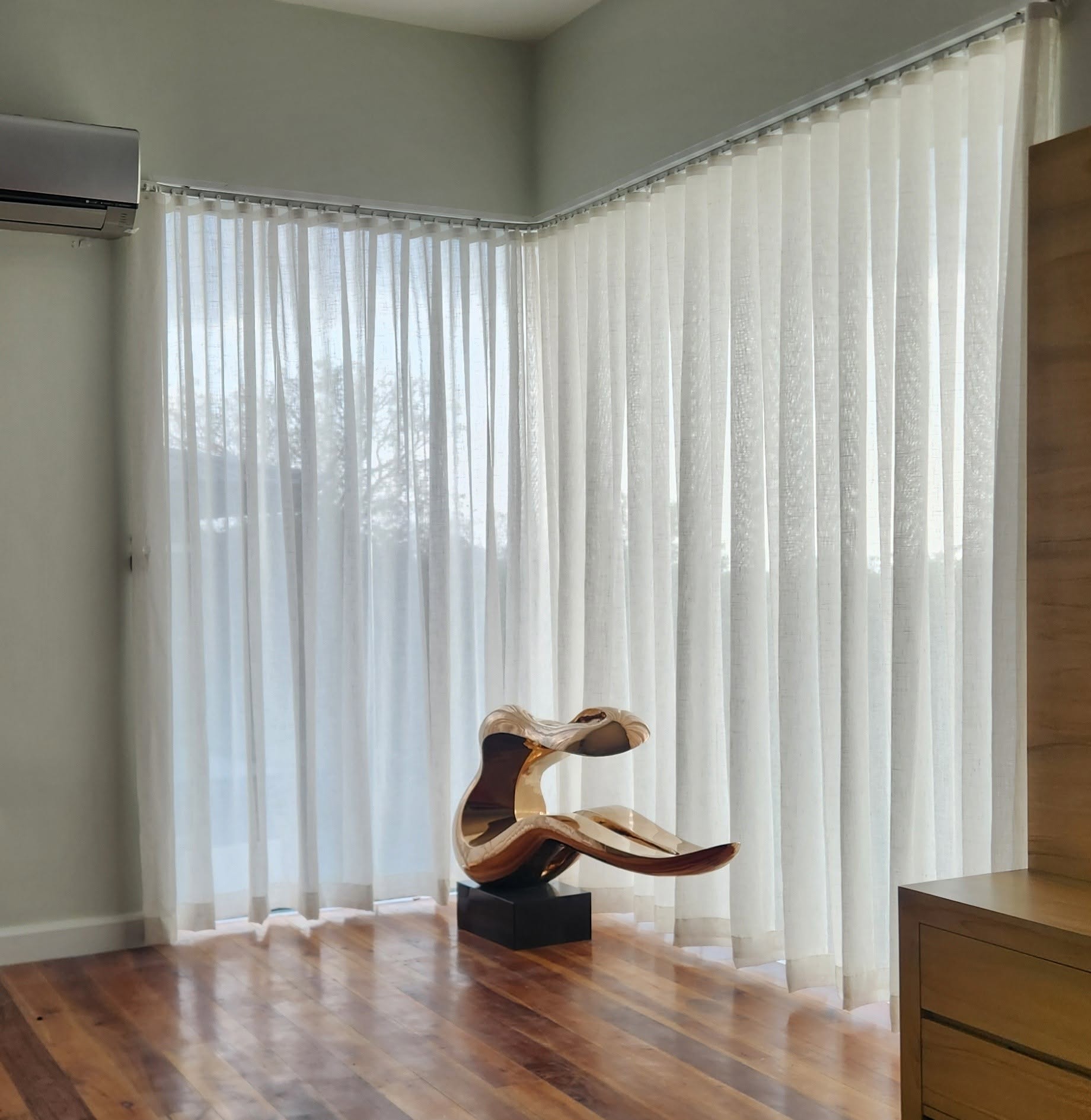 Sheer curtains diffusing natural light