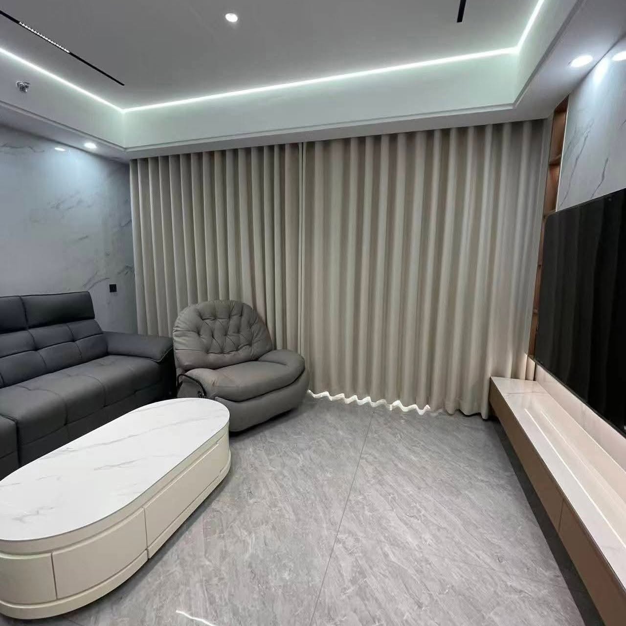 Blackout curtains in a dark elegant bedroom